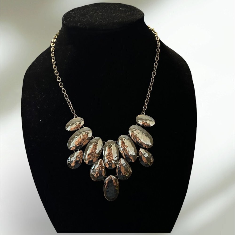 5/$20 Silver Hammered Statement Necklace